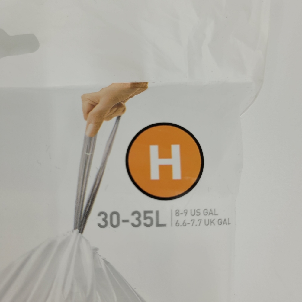 Simplehuman Code H Custom Fit Liners Drawstring Trash Bags 20 Count 30-35L NEW - Picture 2 of 8